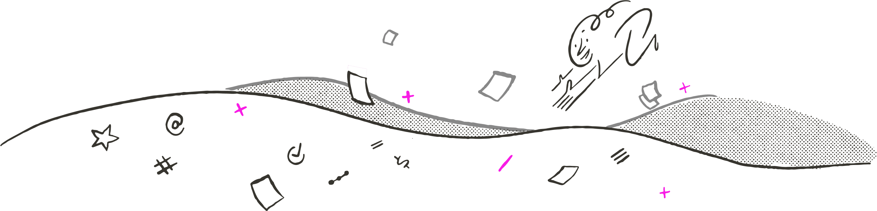 Flying person doodle